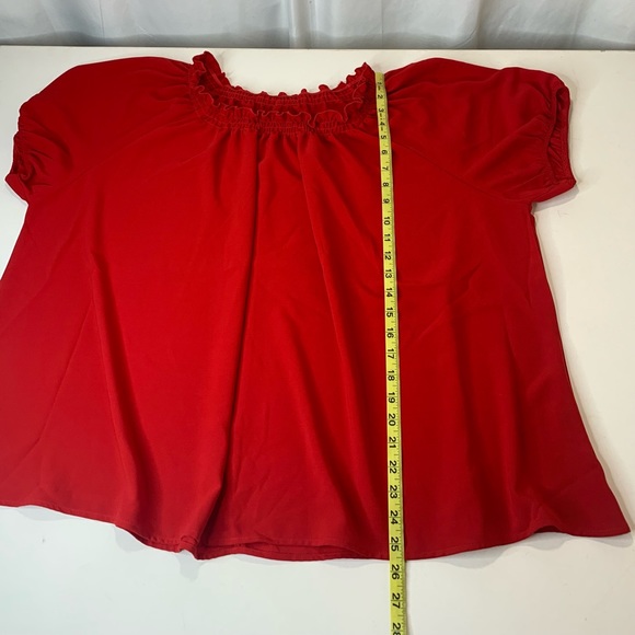 SHEIN Curve Square Neck Off Shoulder Solid Red Blouse Top Size 3XL - Picture 7 of 7